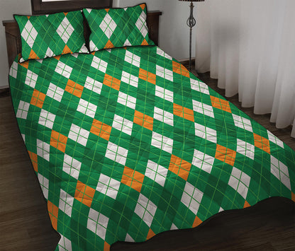 Saint Patrick's Day Argyle Pattern Print Quilt Bed Set