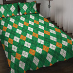 Saint Patrick's Day Argyle Pattern Print Quilt Bed Set