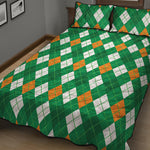 Saint Patrick's Day Argyle Pattern Print Quilt Bed Set
