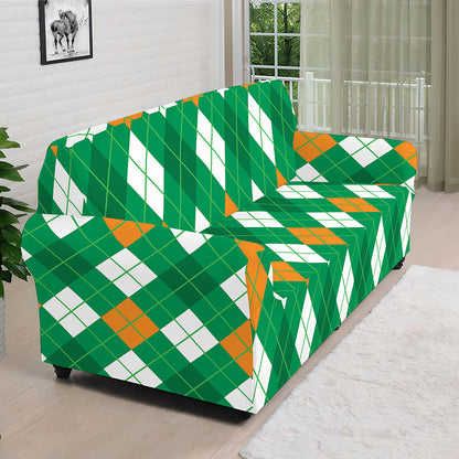 Saint Patrick's Day Argyle Pattern Print Sofa Cover