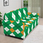 Saint Patrick's Day Argyle Pattern Print Sofa Cover