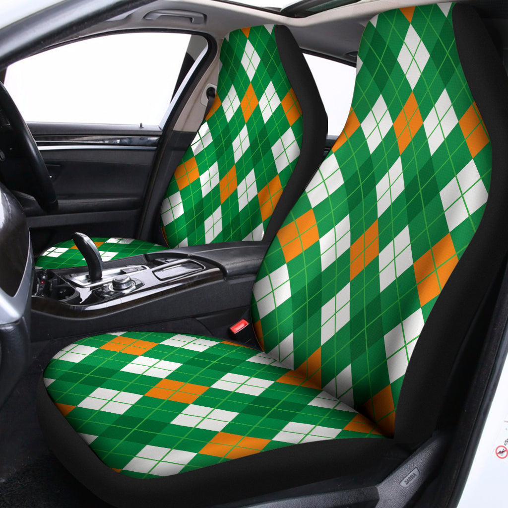 Saint Patrick's Day Argyle Pattern Print Universal Fit Car Seat Covers