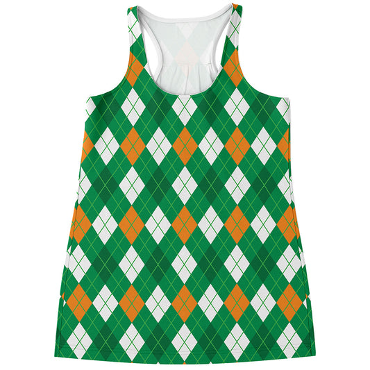 Saint Patrick's Day Argyle Pattern Print Women's Racerback Tank Top