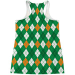 Saint Patrick's Day Argyle Pattern Print Women's Racerback Tank Top