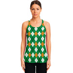 Saint Patrick's Day Argyle Pattern Print Women's Racerback Tank Top