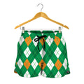 Saint Patrick's Day Argyle Pattern Print Women's Shorts