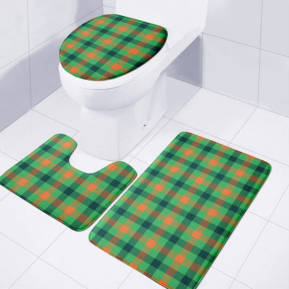 Saint Patrick's Day Buffalo Plaid Print 3 Piece Bath Mat Set