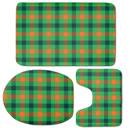 Saint Patrick's Day Buffalo Plaid Print 3 Piece Bath Mat Set