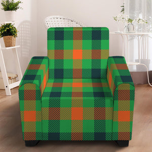 Saint Patrick's Day Buffalo Plaid Print Armchair Slipcover