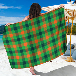 Saint Patrick's Day Buffalo Plaid Print Beach Sarong Wrap