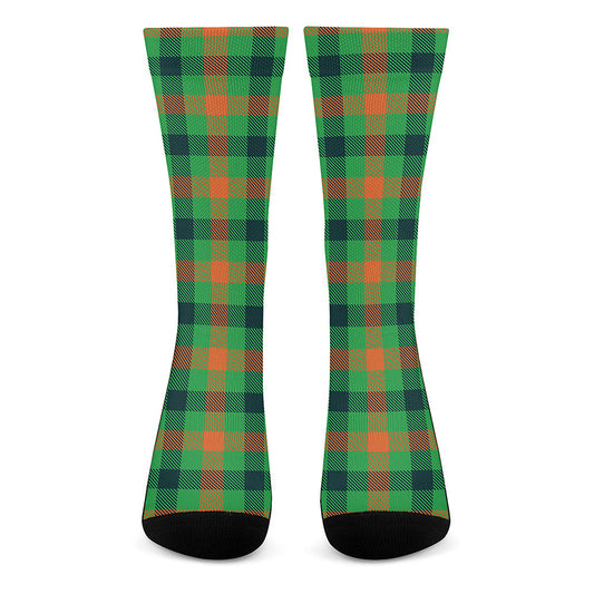 Saint Patrick's Day Buffalo Plaid Print Crew Socks