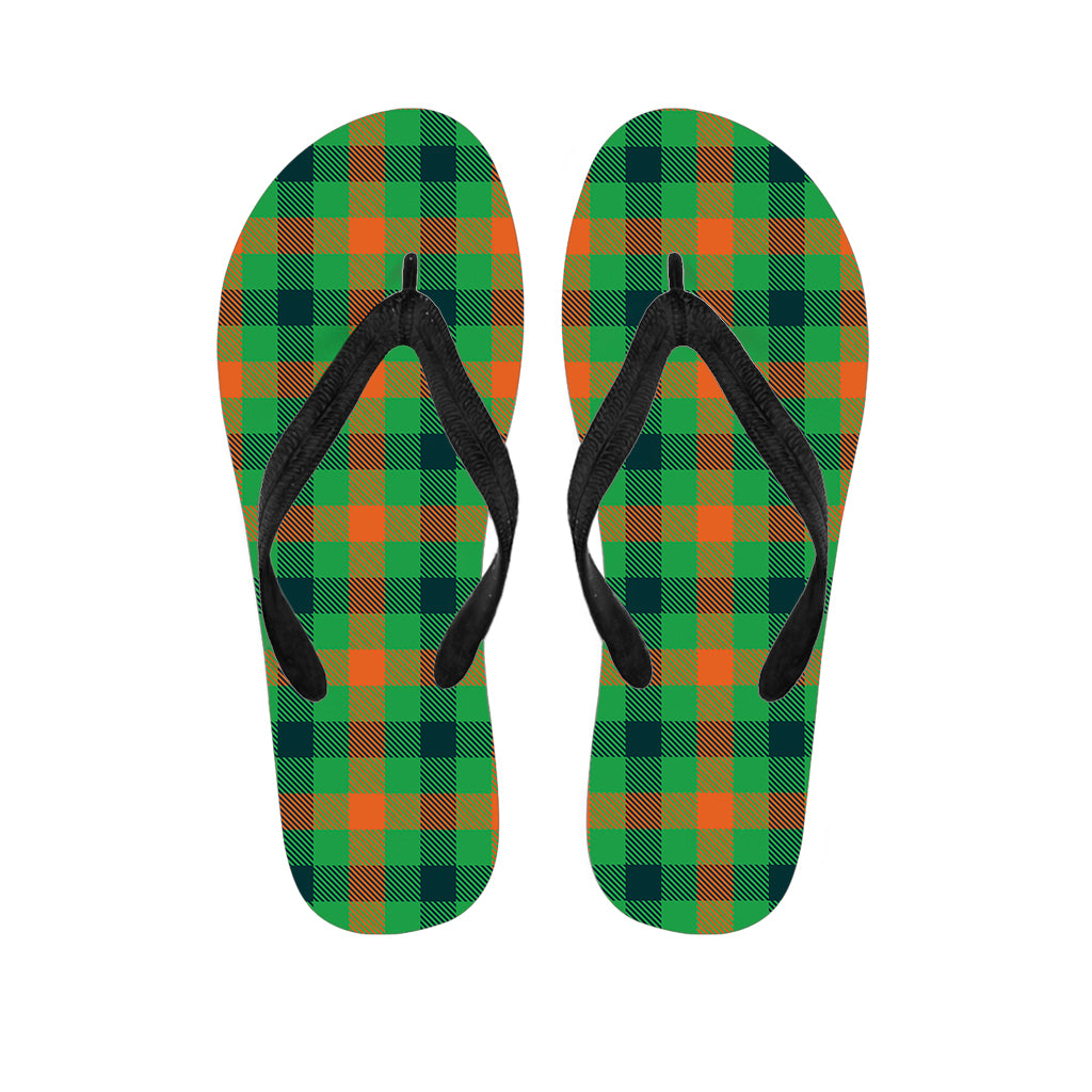 Saint Patrick's Day Buffalo Plaid Print Flip Flops