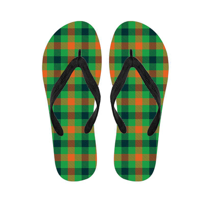 Saint Patrick's Day Buffalo Plaid Print Flip Flops