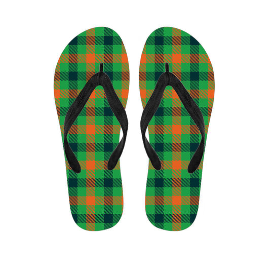 Saint Patrick's Day Buffalo Plaid Print Flip Flops
