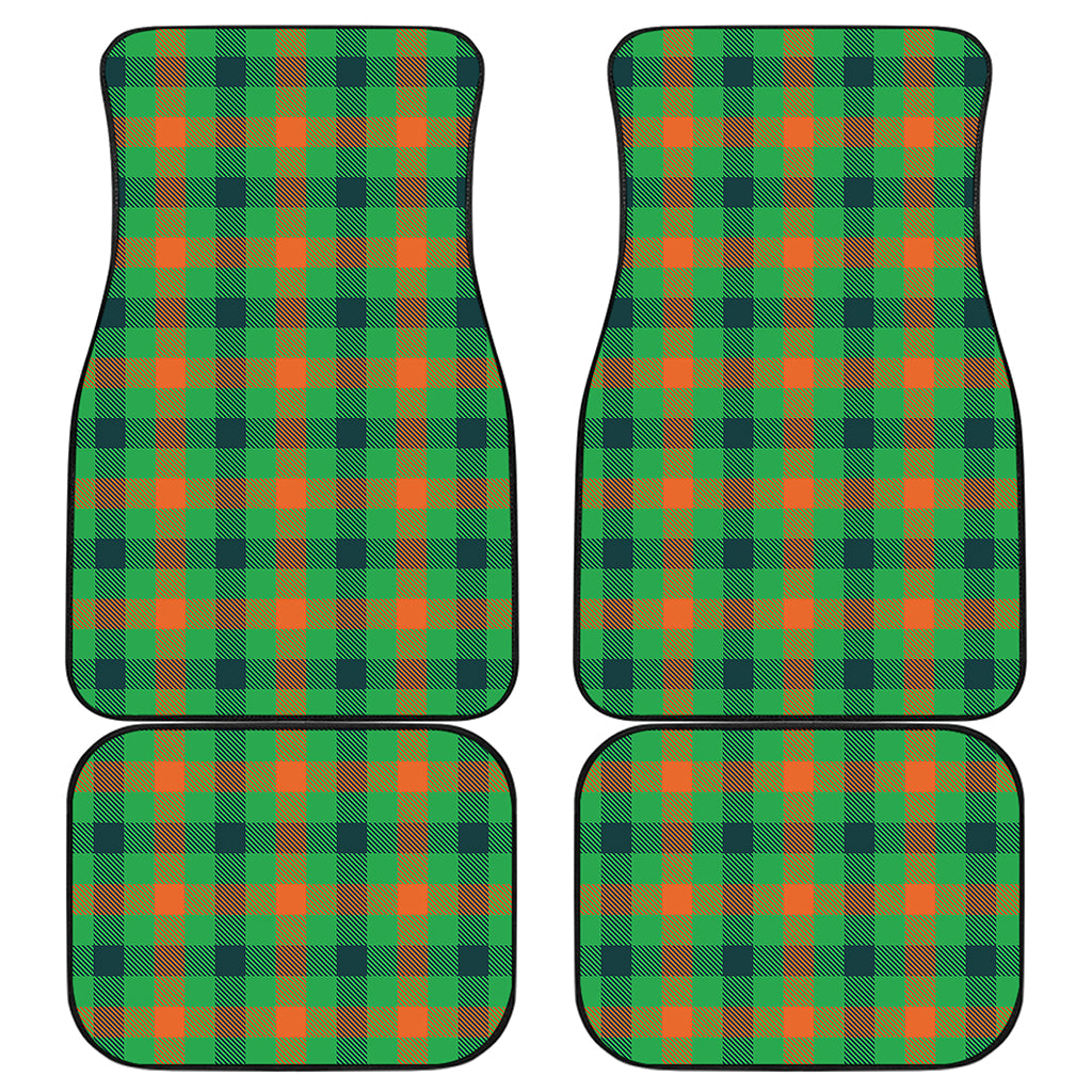 Saint Patrick's Day Buffalo Plaid Print Front and Back Car Floor Mats