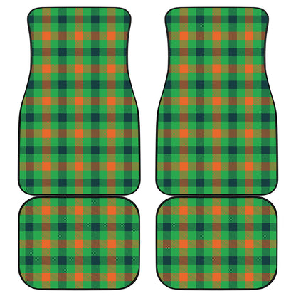Saint Patrick's Day Buffalo Plaid Print Front and Back Car Floor Mats
