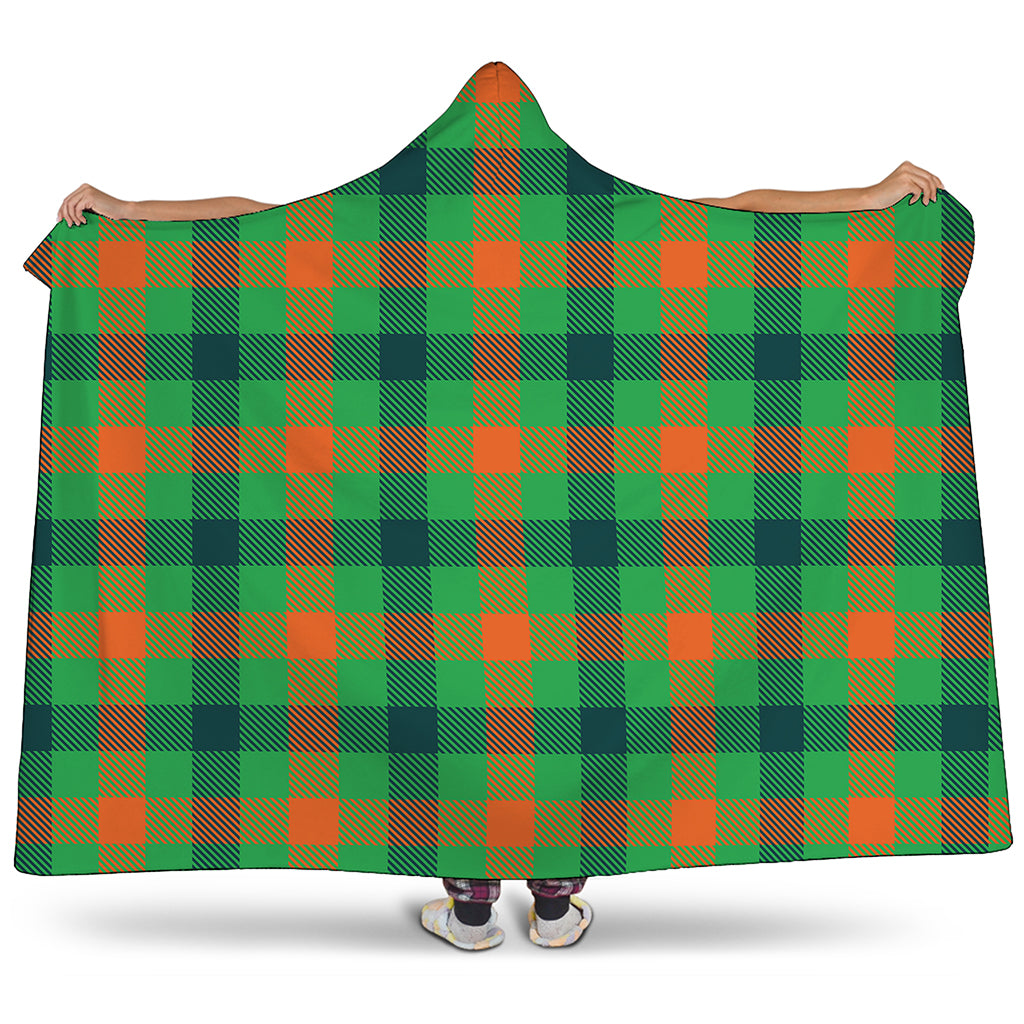 Saint Patrick's Day Buffalo Plaid Print Hooded Blanket