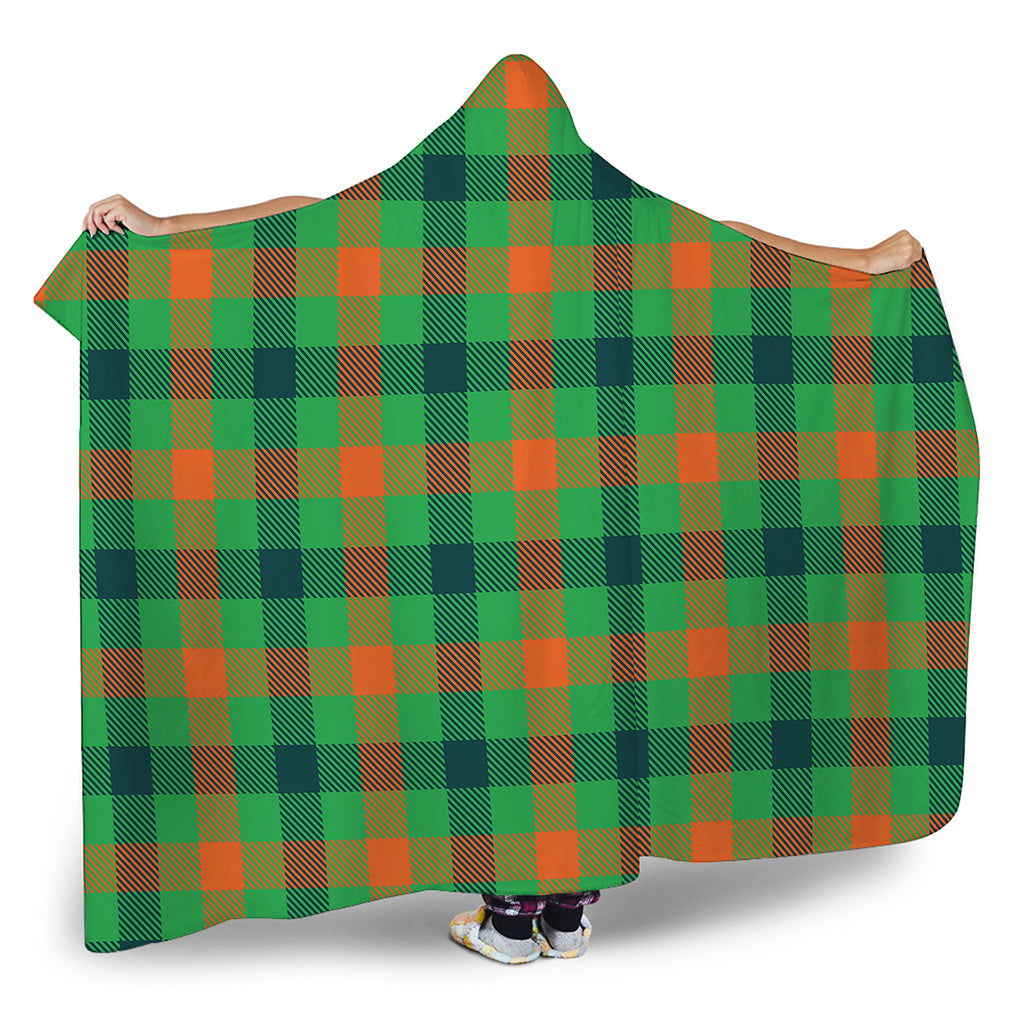 Saint Patrick's Day Buffalo Plaid Print Hooded Blanket