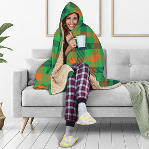 Saint Patrick's Day Buffalo Plaid Print Hooded Blanket