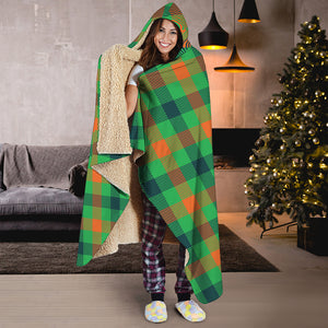 Saint Patrick's Day Buffalo Plaid Print Hooded Blanket