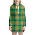 Saint Patrick's Day Buffalo Plaid Print Pullover Hoodie Dress