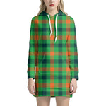 Saint Patrick's Day Buffalo Plaid Print Hoodie Dress