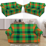 Saint Patrick's Day Buffalo Plaid Print Loveseat Slipcover