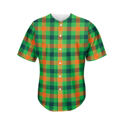 Saint Patrick's Day Buffalo Plaid Print Men's Baseball Jersey