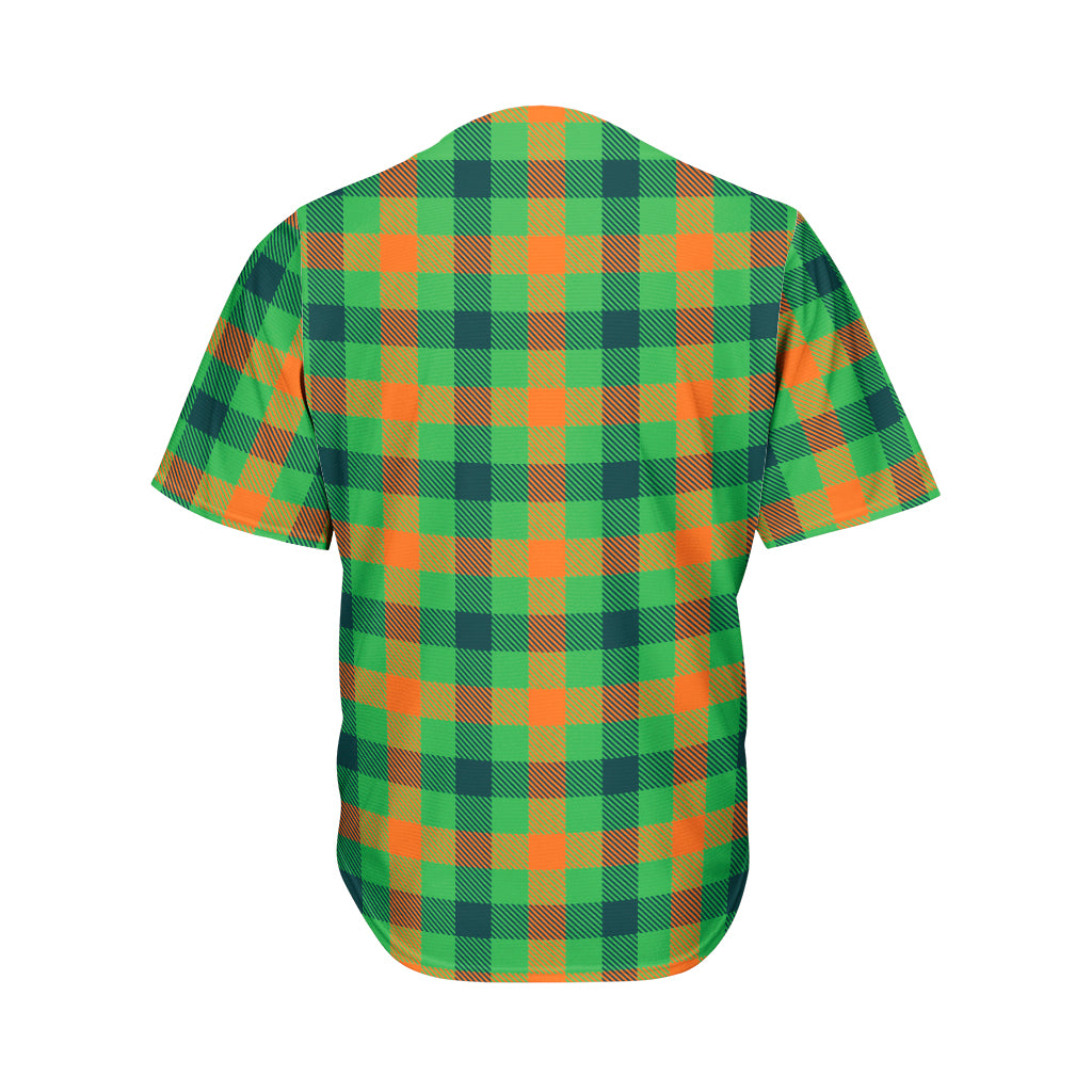 Saint Patrick's Day Buffalo Plaid Print Men's Baseball Jersey