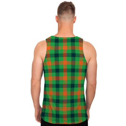 Saint Patrick's Day Buffalo Plaid Print Men's Tank Top