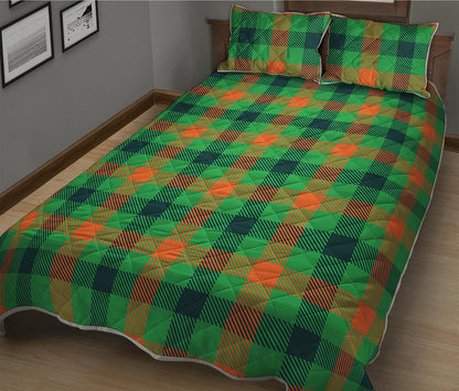 Saint Patrick's Day Buffalo Plaid Print Quilt Bed Set