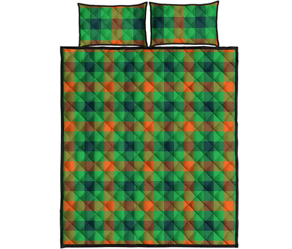 Saint Patrick's Day Buffalo Plaid Print Quilt Bed Set