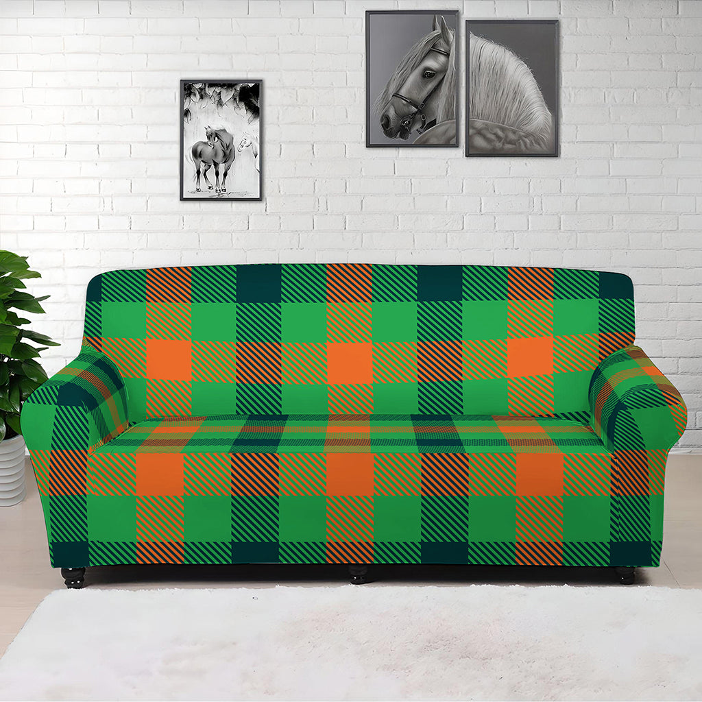 Saint Patrick's Day Buffalo Plaid Print Sofa Cover