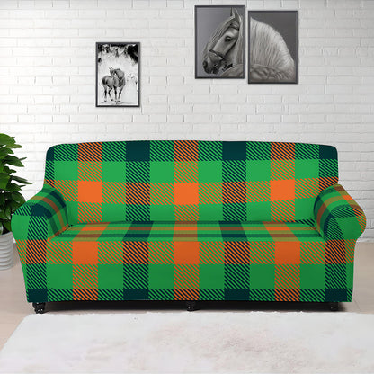 Saint Patrick's Day Buffalo Plaid Print Sofa Cover