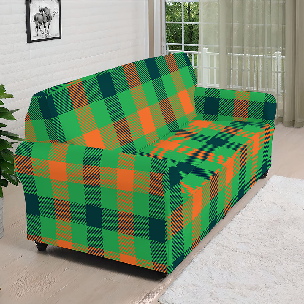 Saint Patrick's Day Buffalo Plaid Print Sofa Cover