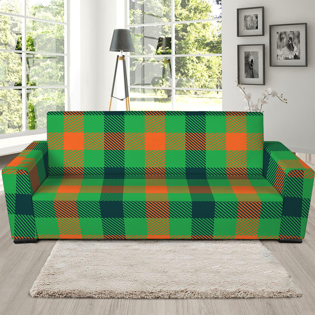 Saint Patrick's Day Buffalo Plaid Print Sofa Slipcover