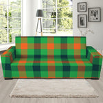 Saint Patrick's Day Buffalo Plaid Print Sofa Slipcover