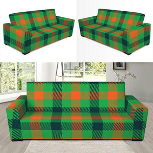 Saint Patrick's Day Buffalo Plaid Print Sofa Slipcover