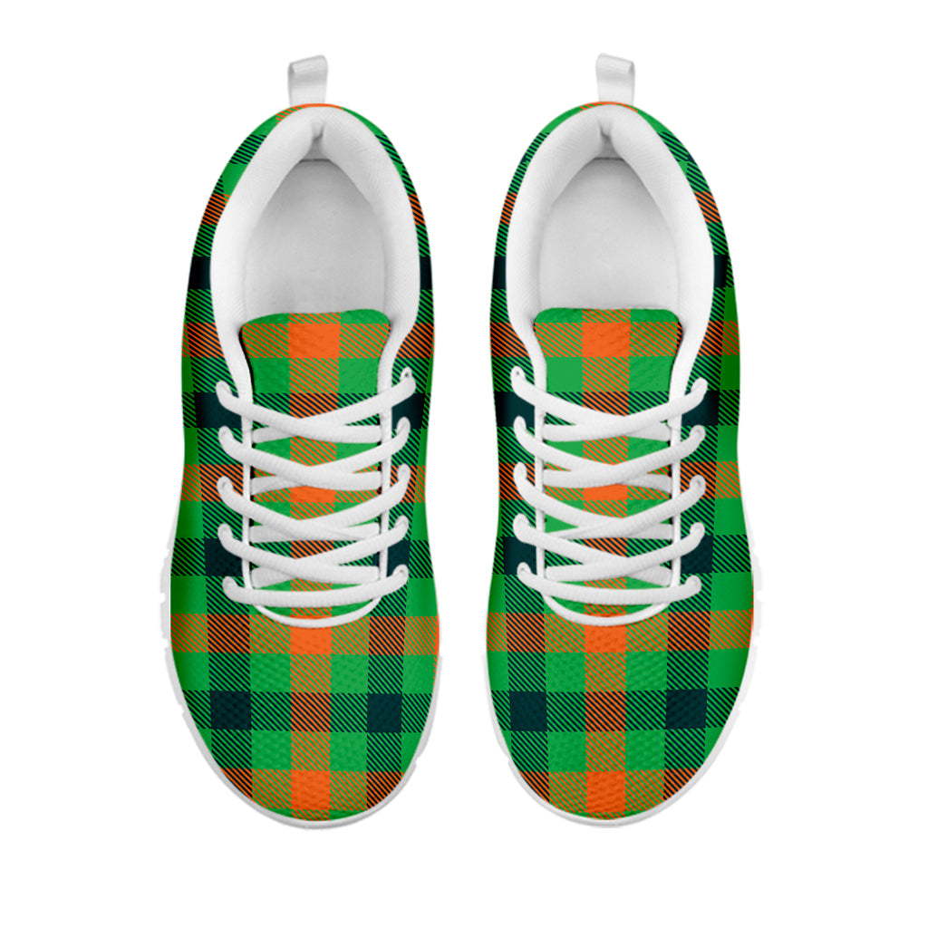 Saint Patrick's Day Buffalo Plaid Print White Sneakers