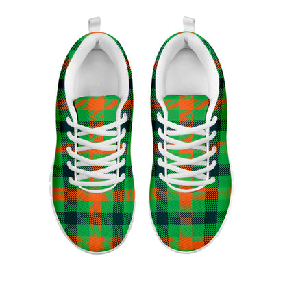 Saint Patrick's Day Buffalo Plaid Print White Sneakers
