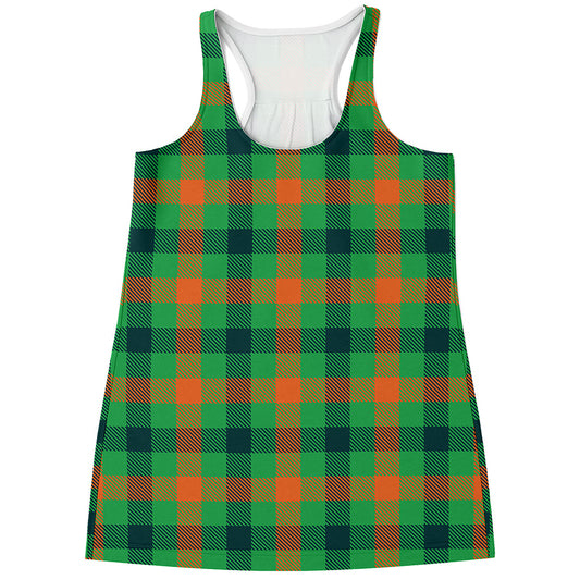 Saint Patrick's Day Buffalo Plaid Print Women's Racerback Tank Top