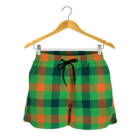 Saint Patrick's Day Buffalo Plaid Print Women's Shorts