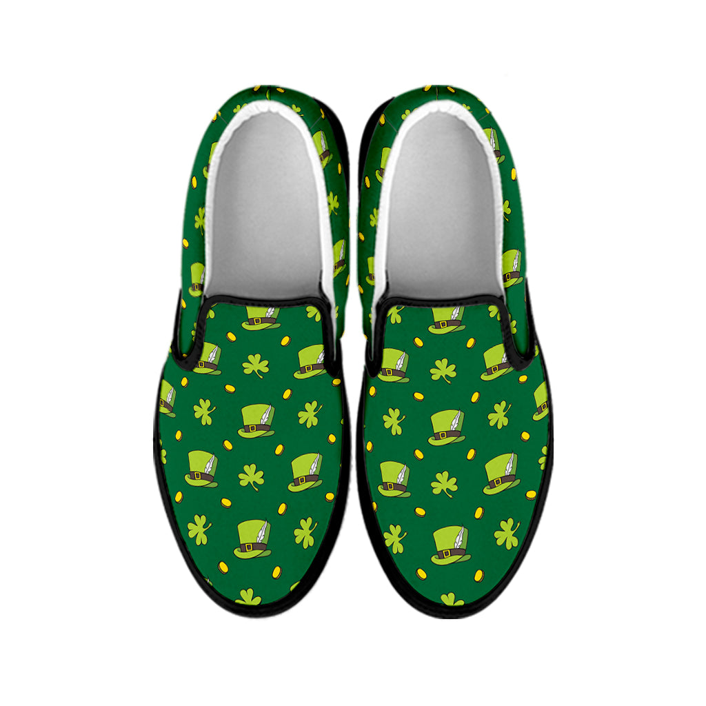 Saint Patrick's Day Celebration Print Black Slip On Shoes