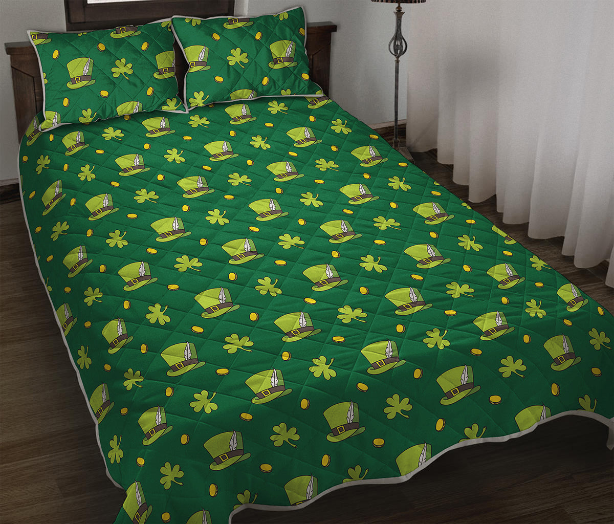 Saint Patrick's Day Celebration Print Quilt Bed Set