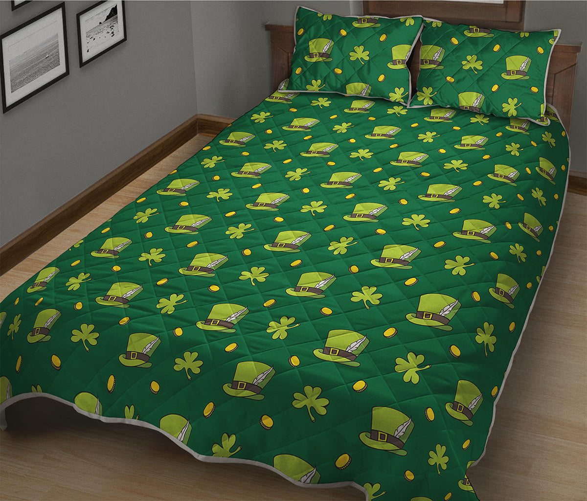Saint Patrick's Day Celebration Print Quilt Bed Set