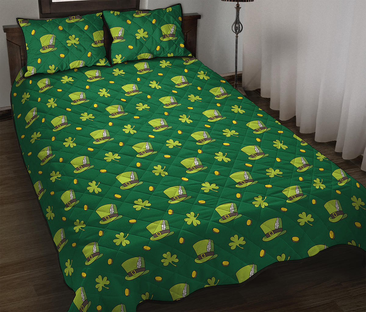Saint Patrick's Day Celebration Print Quilt Bed Set