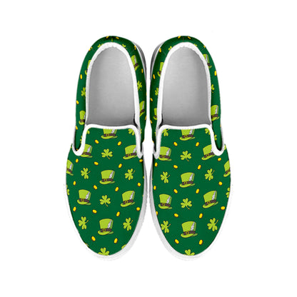 Saint Patrick's Day Celebration Print White Slip On Shoes