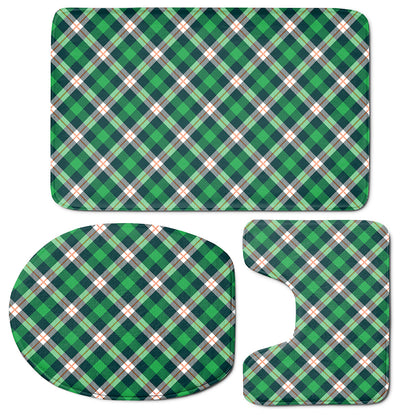 Saint Patrick's Day Irish Tartan Print 3 Piece Bath Mat Set