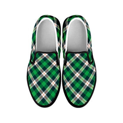 Saint Patrick's Day Irish Tartan Print Black Slip On Shoes
