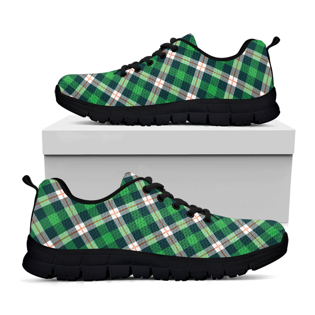 Saint Patrick's Day Irish Tartan Print Black Sneakers